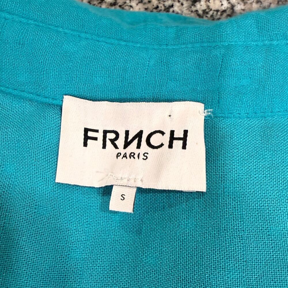 Chic FRNCH Teal Midi Dress with Collared V-Neck - Size Small - Picture 3 of 10
